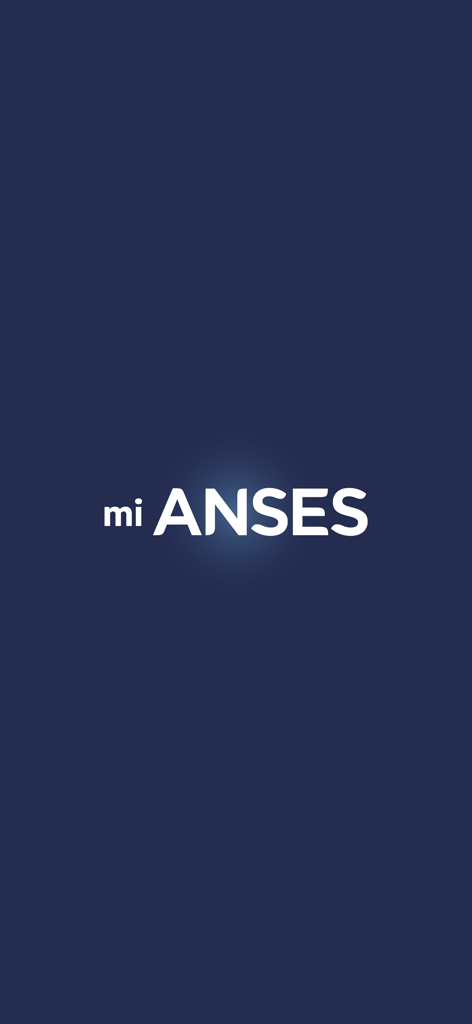 Pantalla de presentación de la app mi ANSES con el logo sobre un fondo azul
