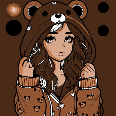 realistic girl in a animal pjs hoodie