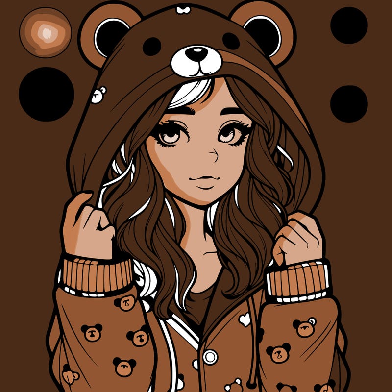 realistic girl in a animal pjs hoodie