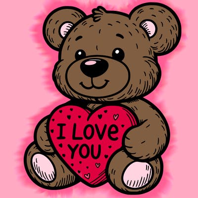 teddy bear holding an i love you heart
