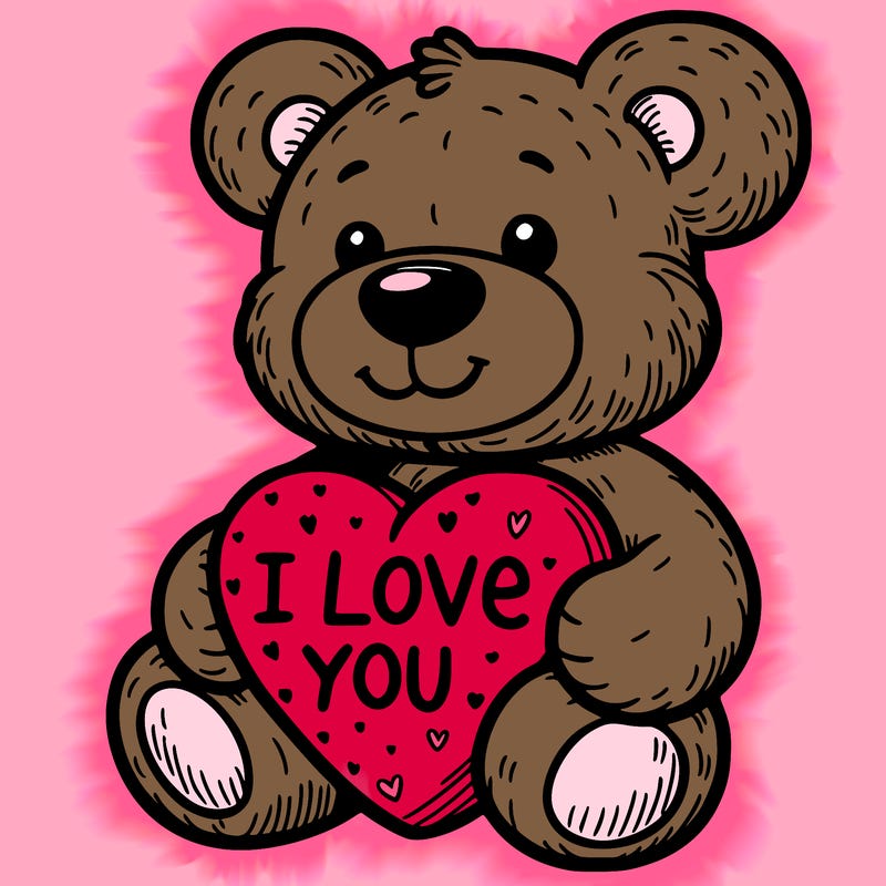 teddy bear holding an i love you heart