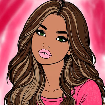 realistic girl with hair on her hair and lips