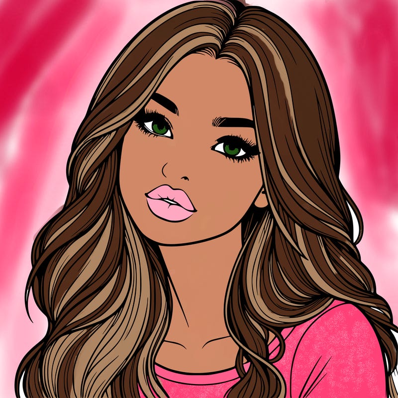 realistic girl with hair on her hair and lips