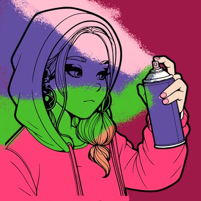 a realistic girl, spray painting