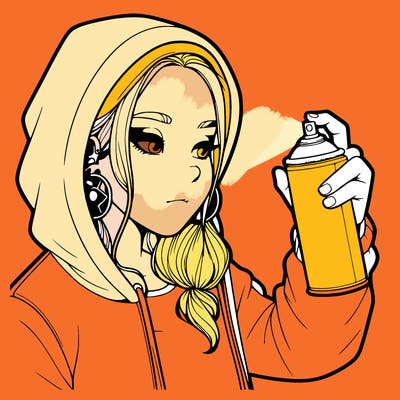 a realistic girl, spray painting