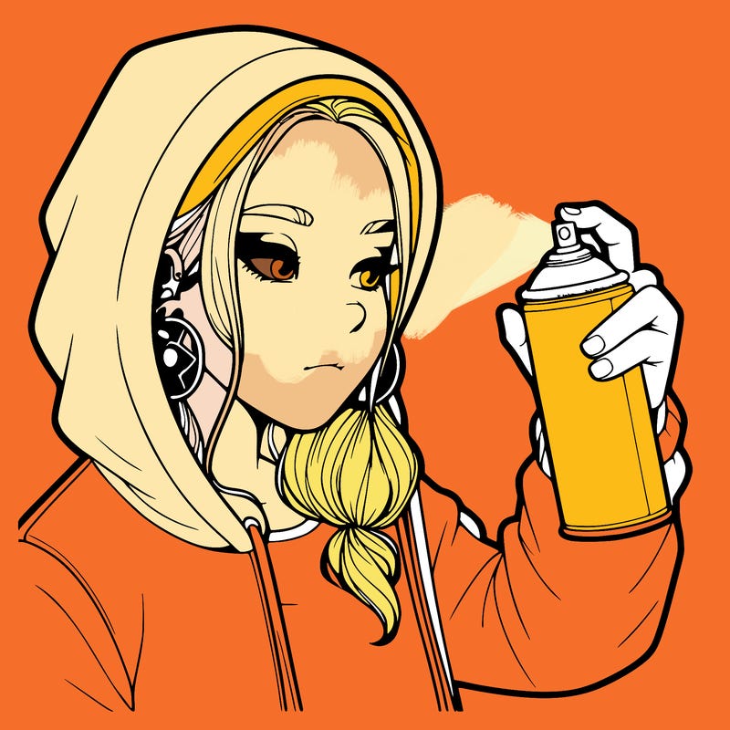 a realistic girl, spray painting