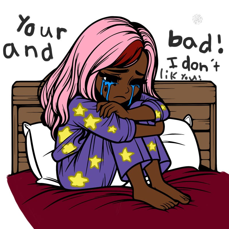 realistic girl crying on her bed over a break up