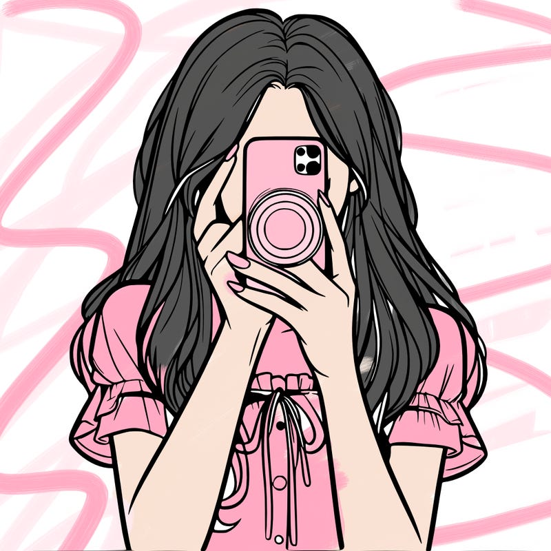 a realistic girl holding her phone taking pictures