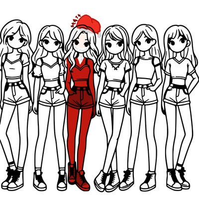 a group of girls wearing crop tops and shorts