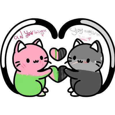 cats making a heart with tails