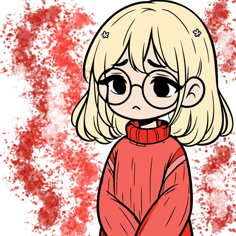 sad girl with glasses in a sweater