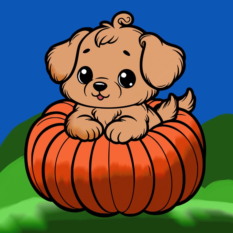 cute little puppy in a pumpkin