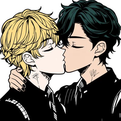 manga boys kissing each other