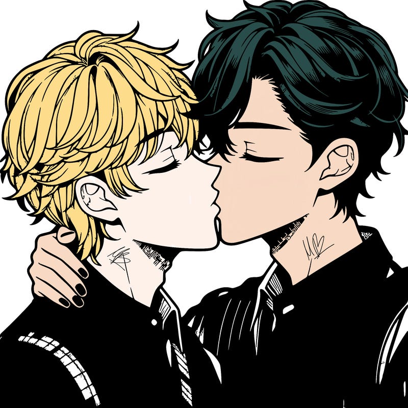manga boys kissing each other