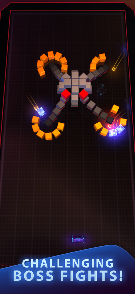 Micro Breaker - 3D brick breaker gameplay showing a challenging boss fight in Micro Breaker