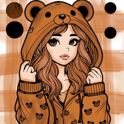 realistic girl in a animal pjs hoodie