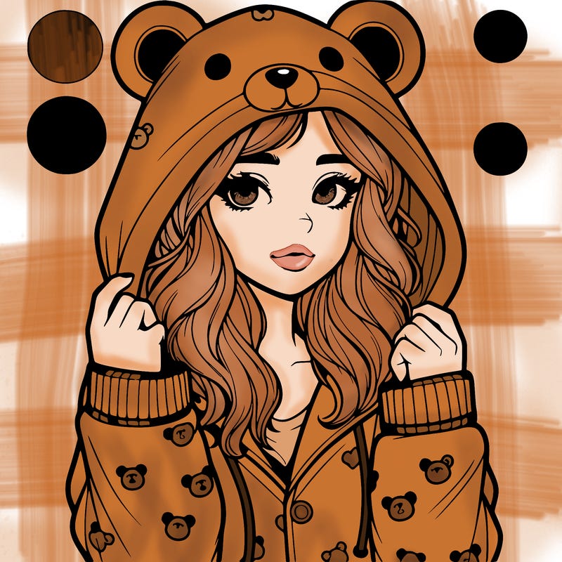 realistic girl in a animal pjs hoodie