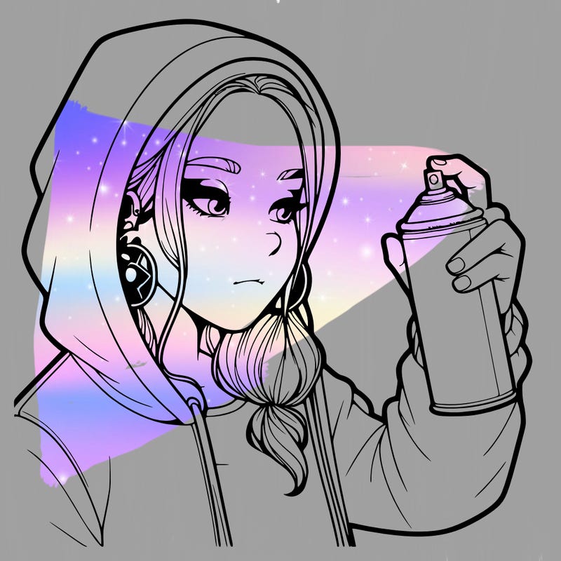 a realistic girl, spray painting