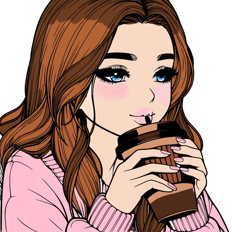 realistic girl drinking coffee