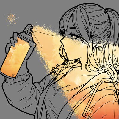 a realistic girl spray, painting