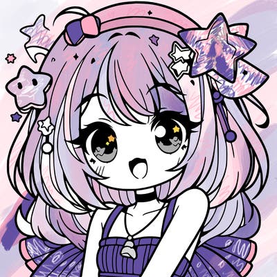 cute anime girl with star accessories