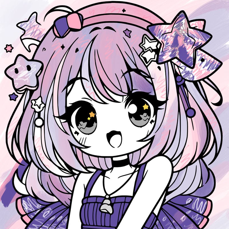 cute anime girl with star accessories