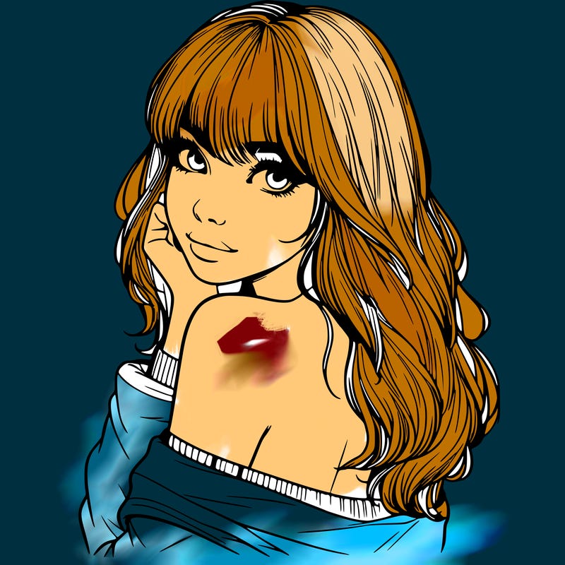 realistic girl with bangs looking over her shoulder