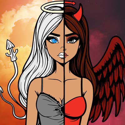 devil vs angel realistic girl
