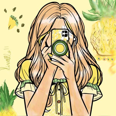 a realistic girl holding her phone taking pictures