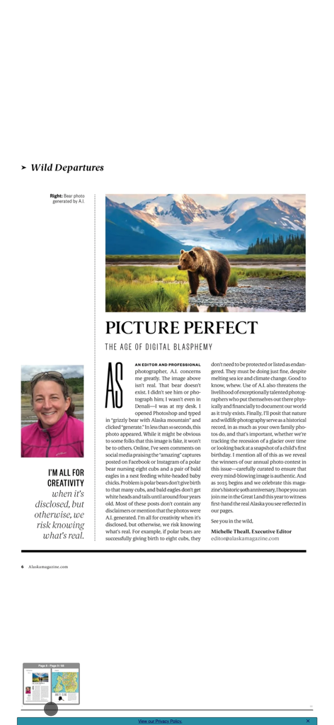 Alaska Magazine - Artículo de Alaska Magazine sobre fotografía IA con una imagen de un oso