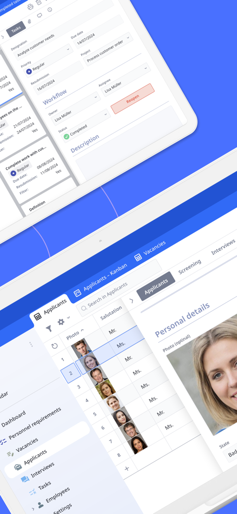 Ninox - Ninox business database app showing applicant tracking and workflow tools