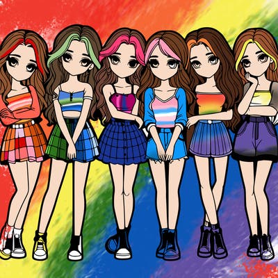 a group of girls realistic