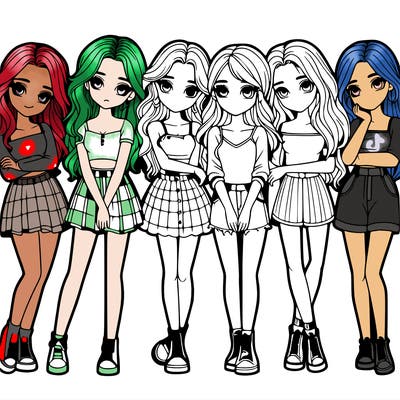 a group of girls realistic