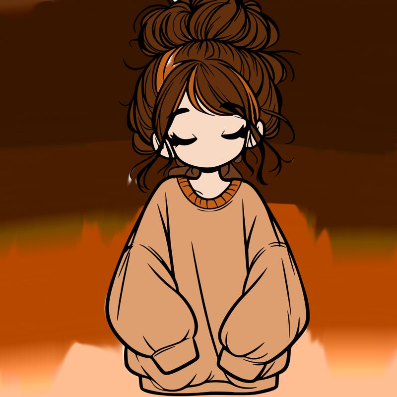 girl with baggy sweatshirt and messy bun