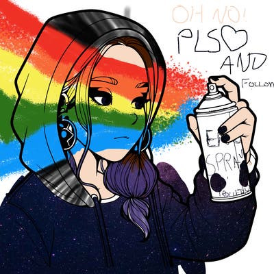 a realistic girl, spray painting