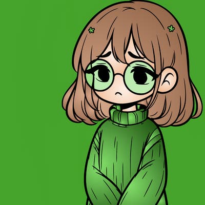 sad girl with glasses in a sweater