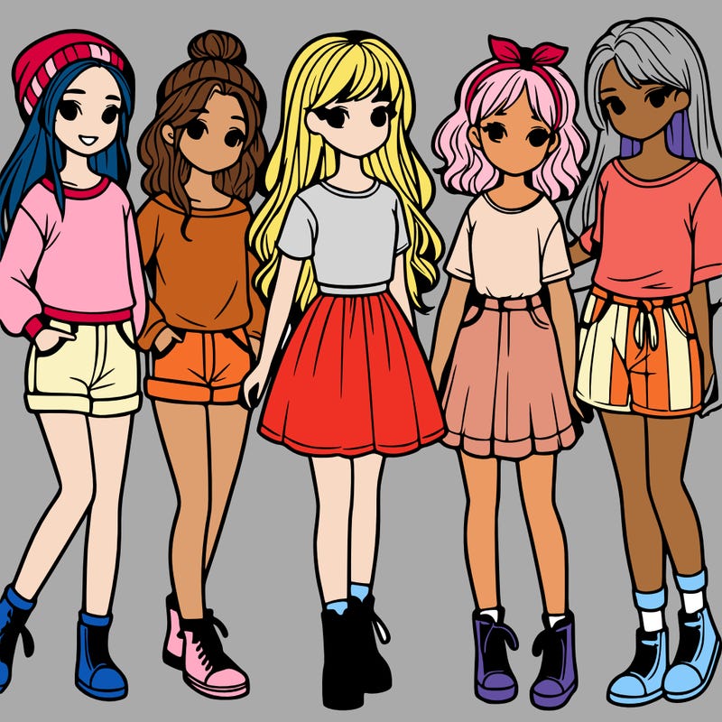 a group of five girls