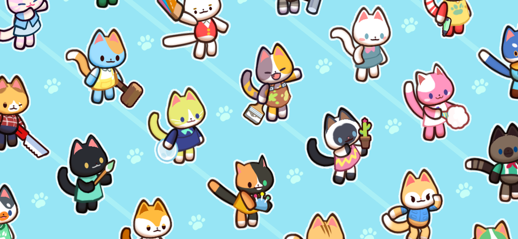 Kitty Cat Tycoon - A variety of cute cartoon cats dressed in different crafting and worker outfits