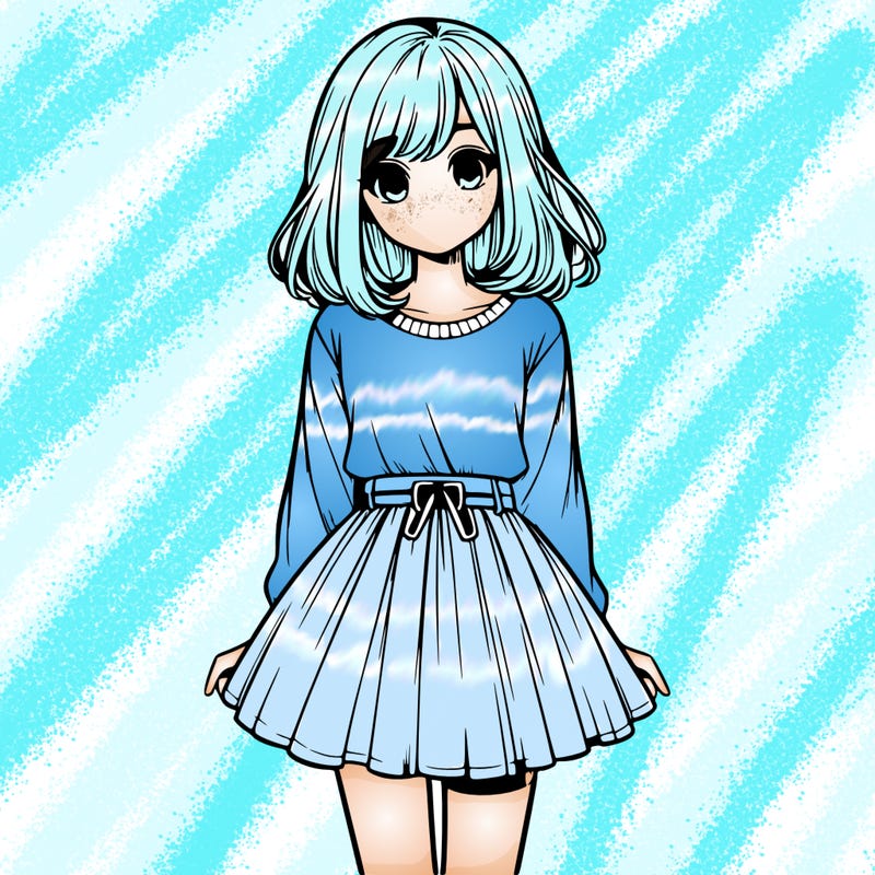 realistic girl with a skirt on