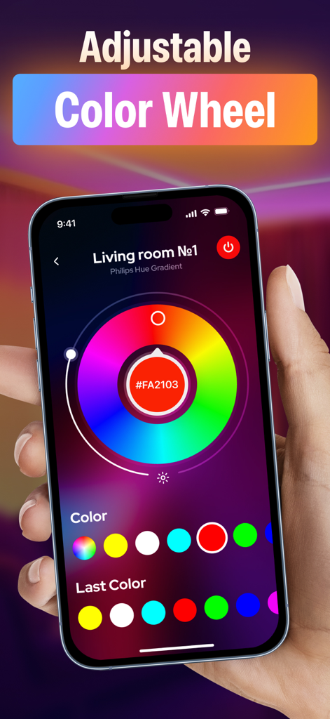 LED Light Controller・Remote - LED Light Controller app interface showing an adjustable color wheel for custom home lighting
