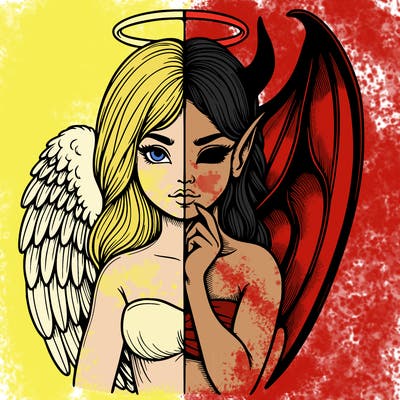 realistic angel half demon