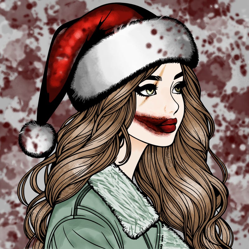 realistic girl in santa hat
