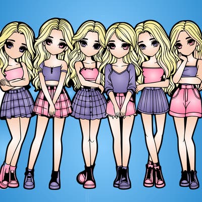 a group of girls realistic