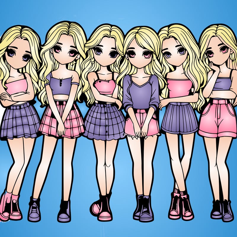 a group of girls realistic