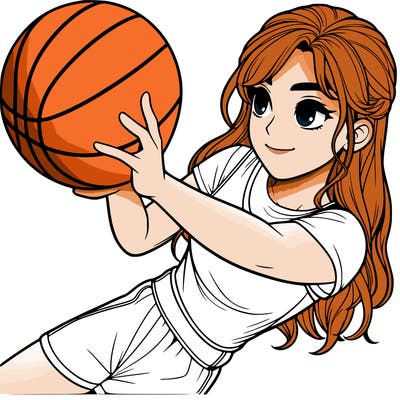 realistic girl playing basketball