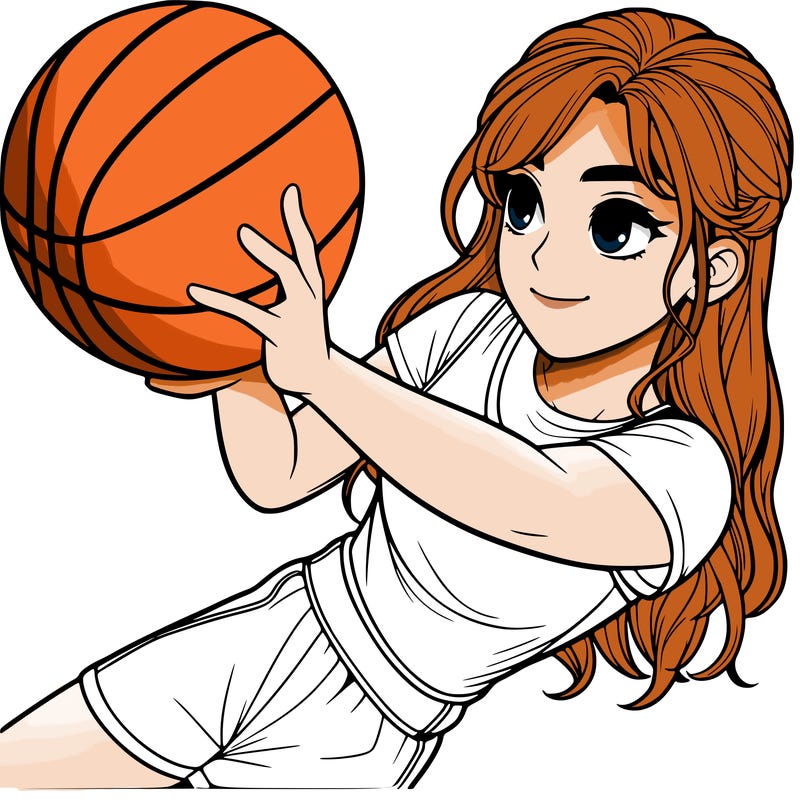 realistic girl playing basketball