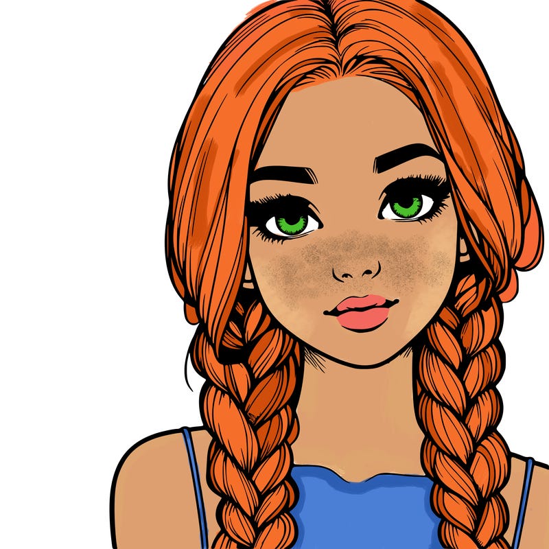 realistic girl with braids