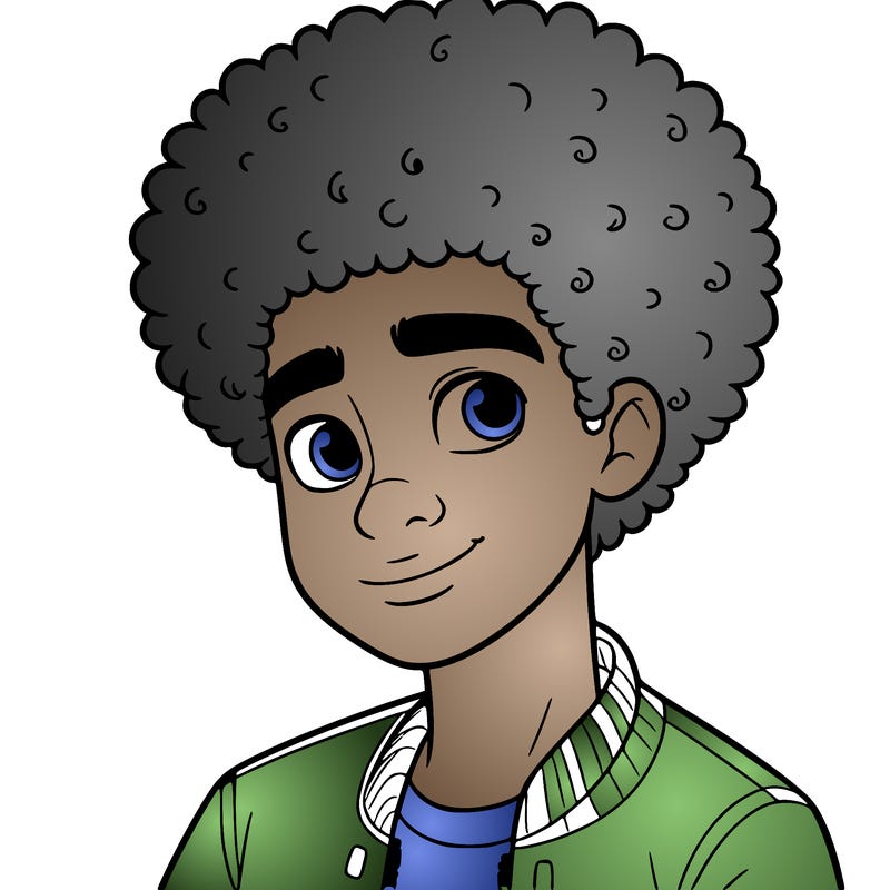 teen boy with afro