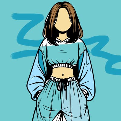 realistic girl faceless with baggy pants and a crop top