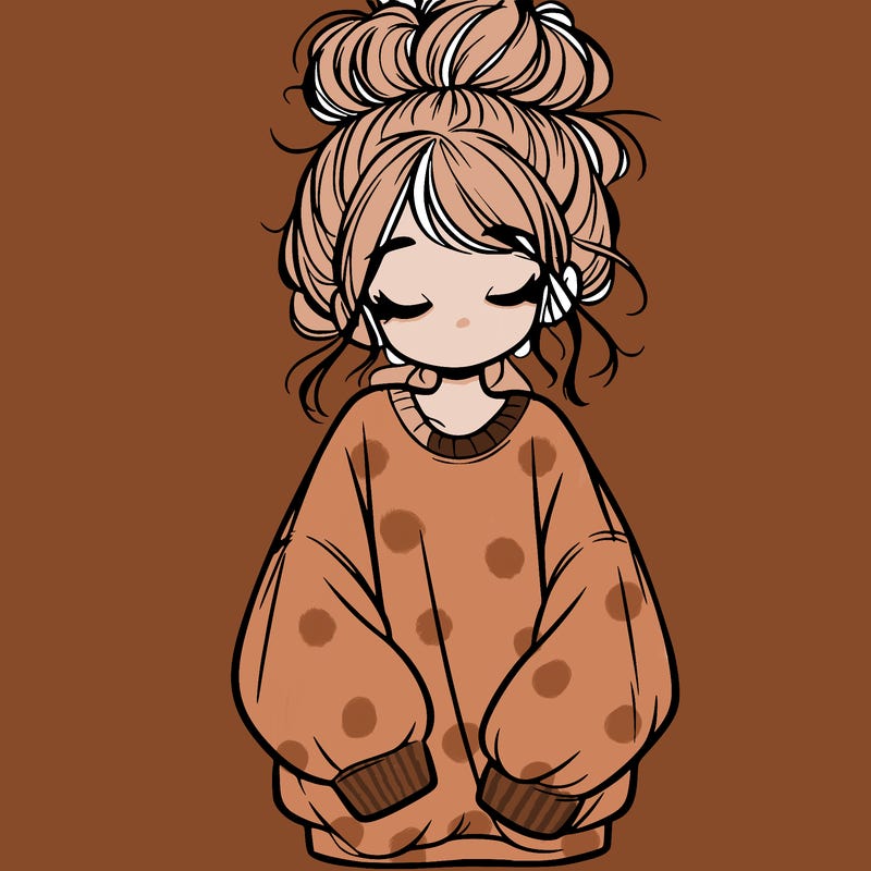 girl with baggy sweatshirt and messy bun